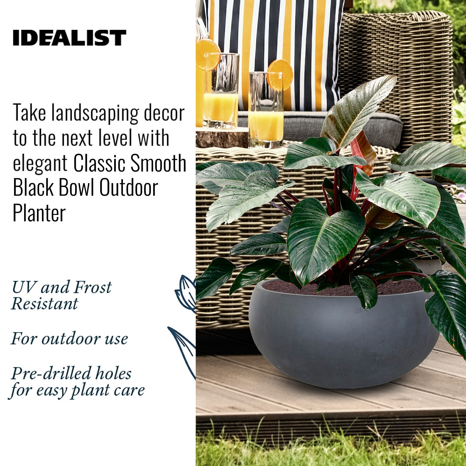 IDEALIST Lite Classic Smooth Bowl Outdoor Planter