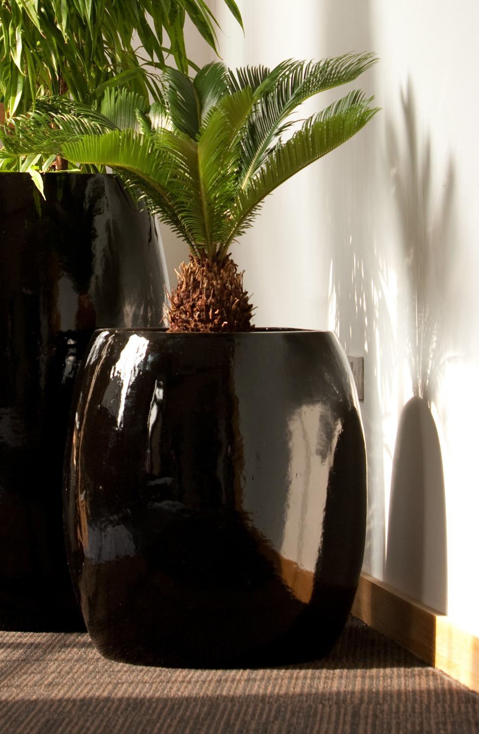 Contemporary Round Tall Ceramic Look Planter