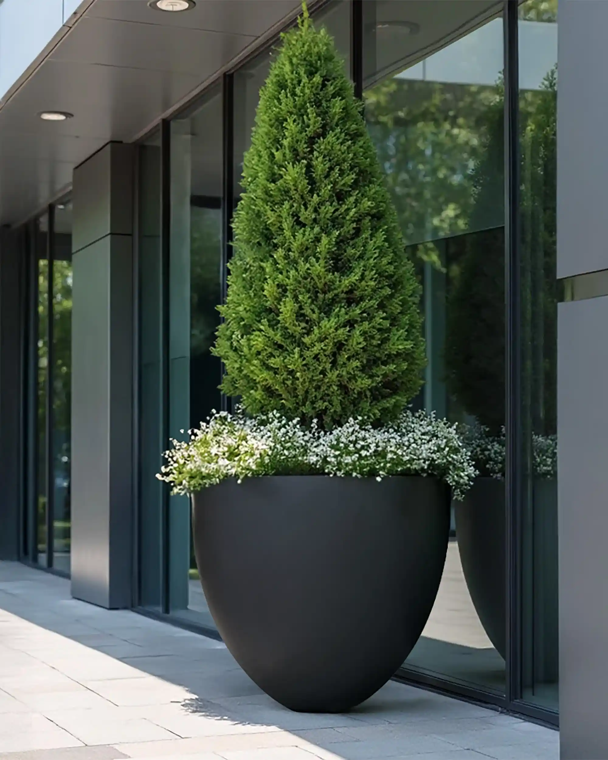INTRO Tall Round Outdoor Fibreglass Planter
