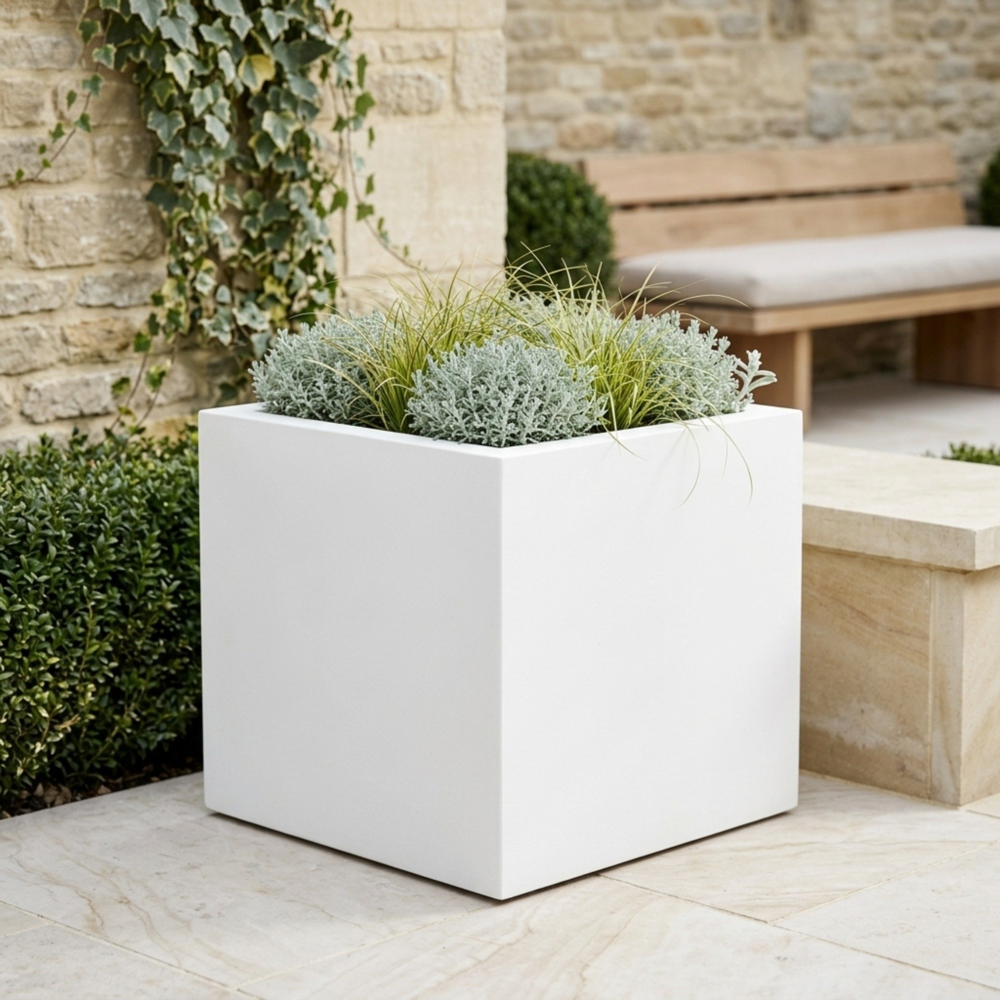IDEALIST Lite Square Box Contemporary Light Concrete Planter