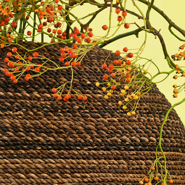 Beach Wicker Round Polystone Indoor Planter