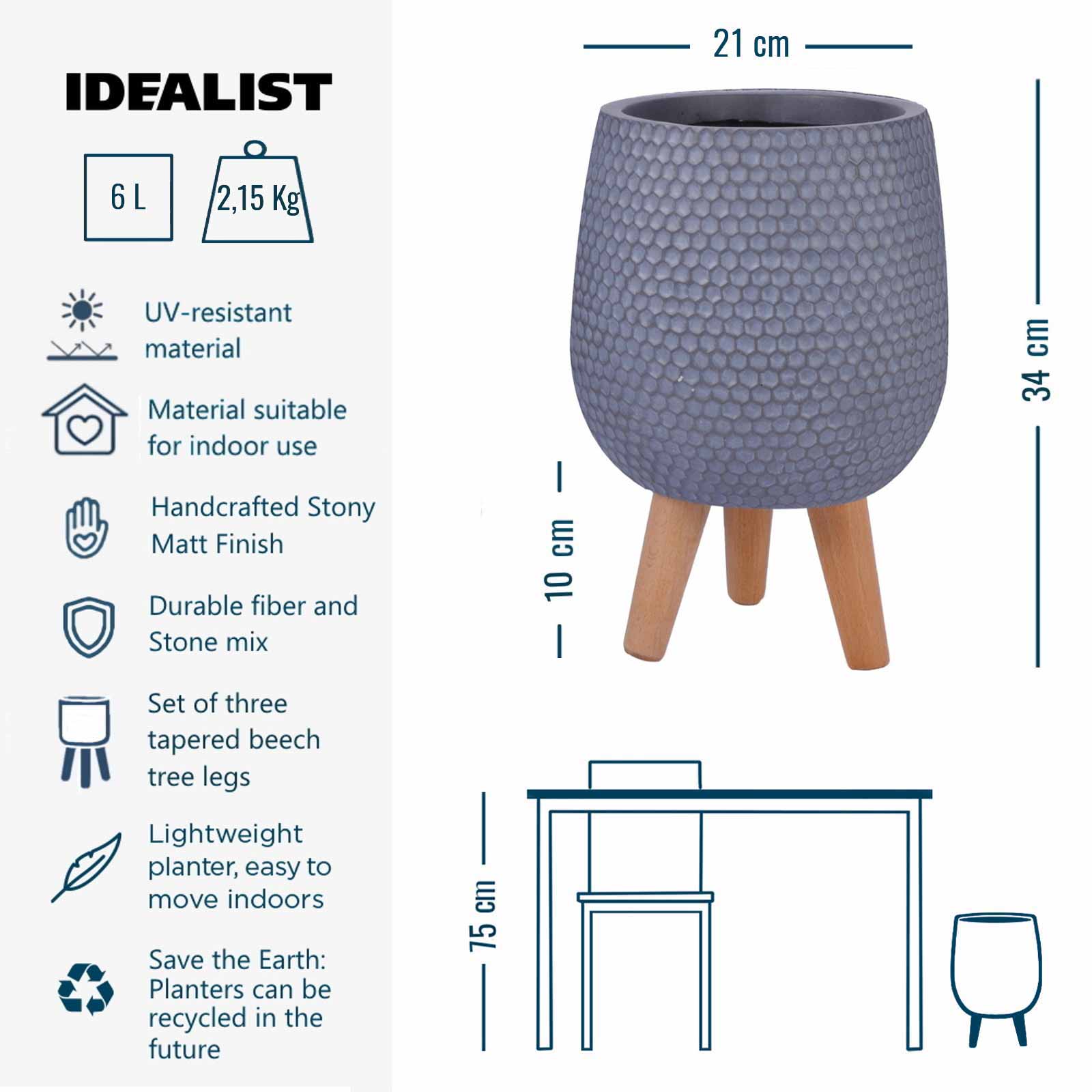 IDEALIST Lite Honeycomb Style Egg Planter on Legs, Round Pot Plant Stand Indoor