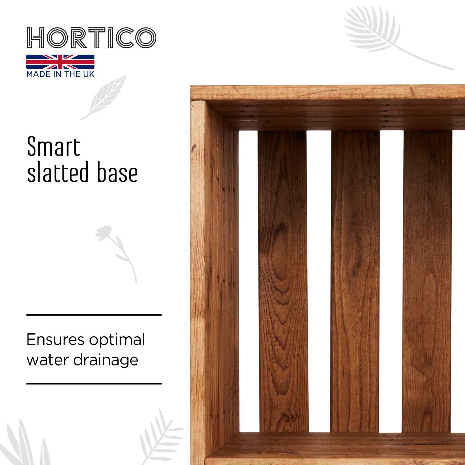 Rustic Scandinavian Redwood Open Trough Outdoor Planter Made in UK by HORTICO