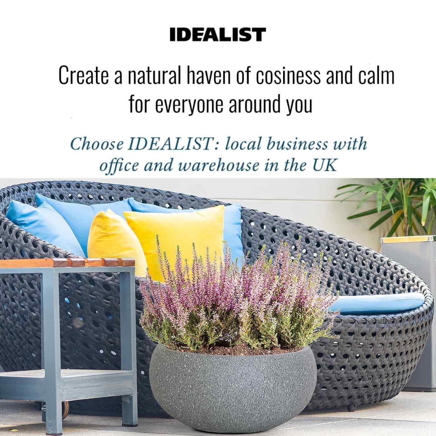 IDEALIST Lite Textured Concrete Effect Bowl Outdoor Planter