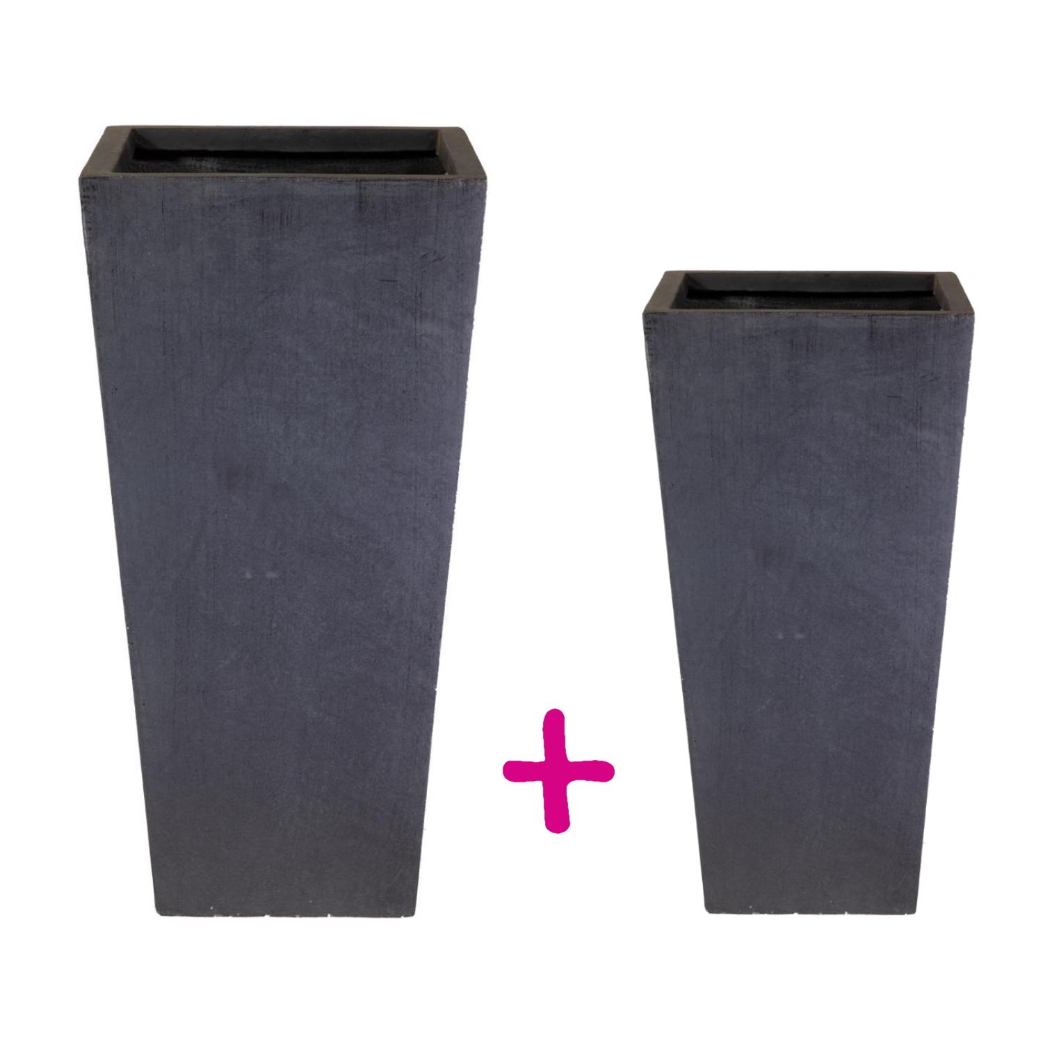 IDEALIST Lite Tall Tapered Contemporary Light Concrete Planter Set