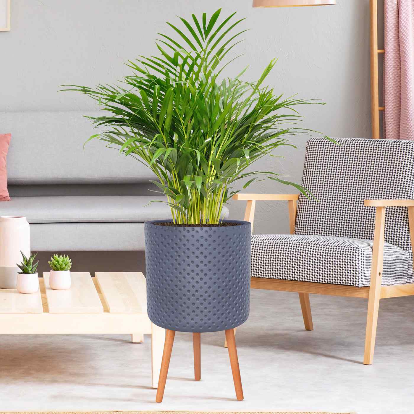 IDEALIST Lite Dotted Style Planter on Legs, Round Plant Pot Indoor