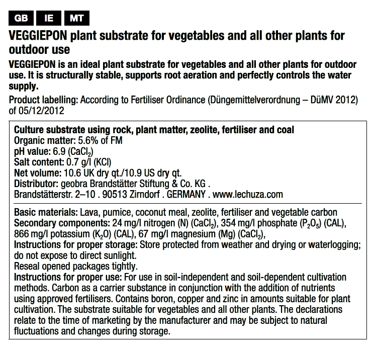 LECHUZA VEGGIE-PON Soil for Vegetables