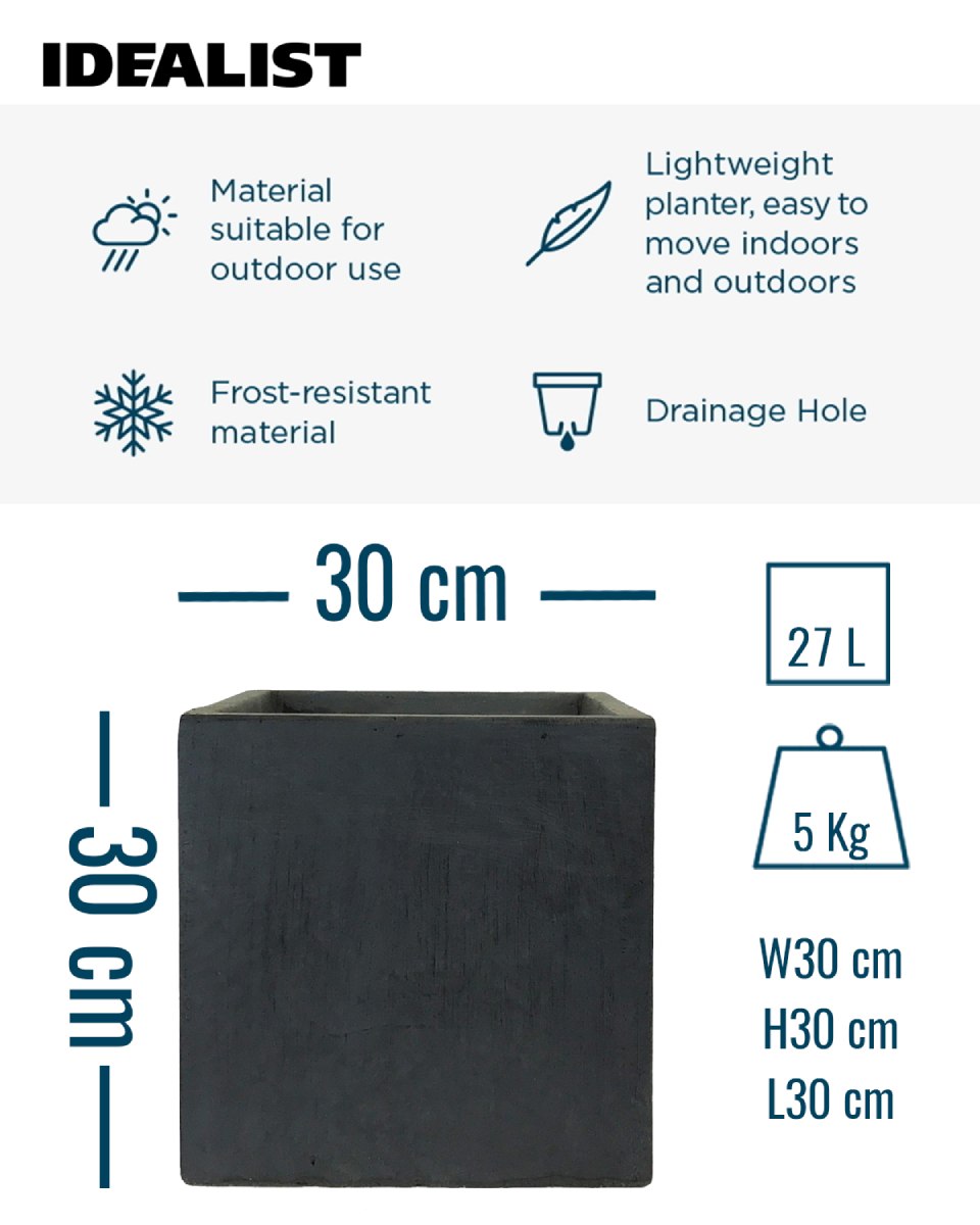 IDEALIST Lite Square Box Contemporary Light Concrete Planter
