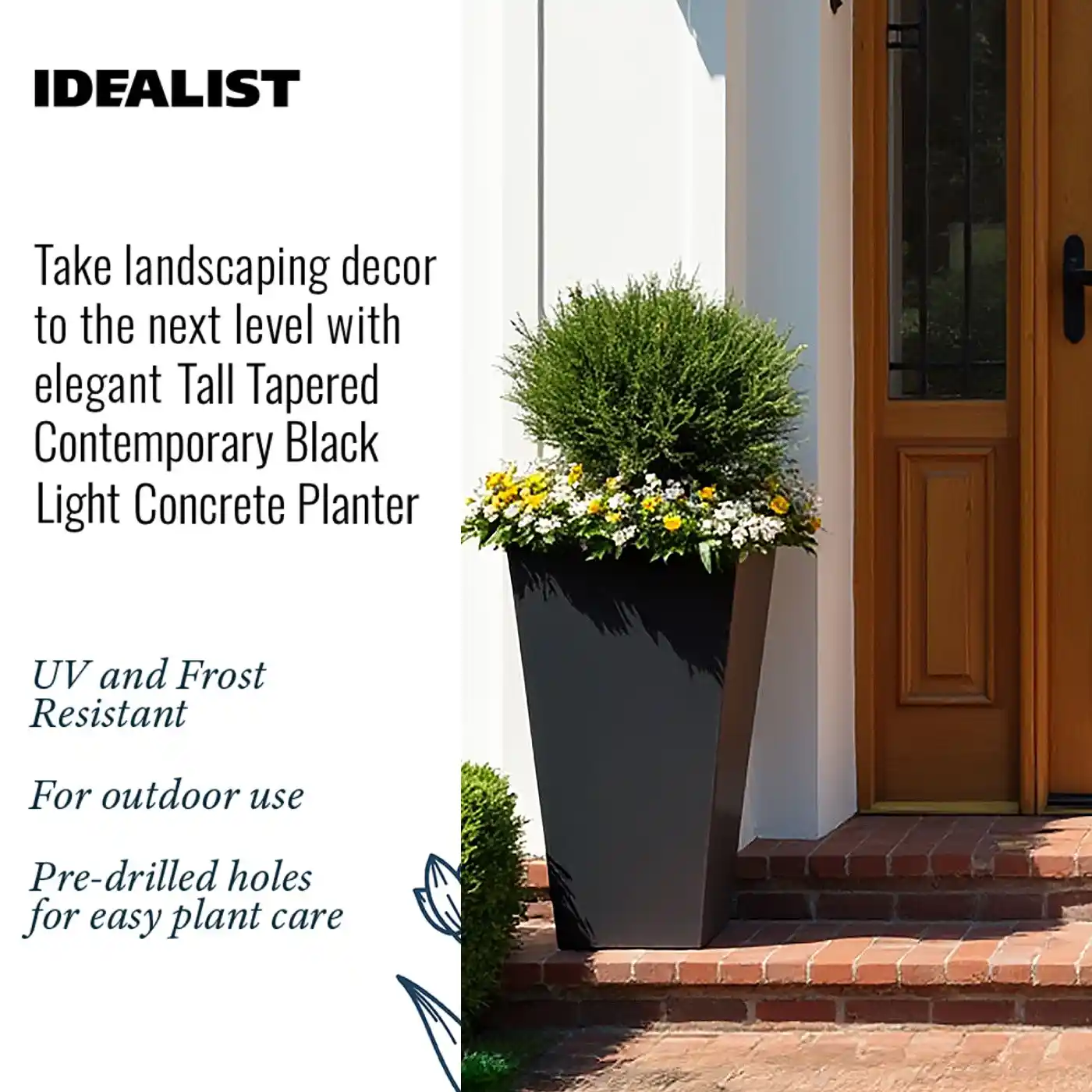 IDEALIST Lite Tall Tapered Contemporary Light Concrete Planter