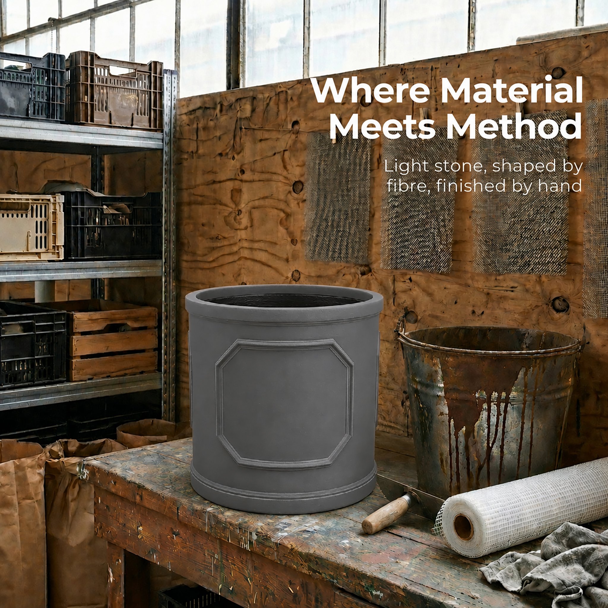IDEALIST Chelsea Light Concrete Cylinder Garden Planter