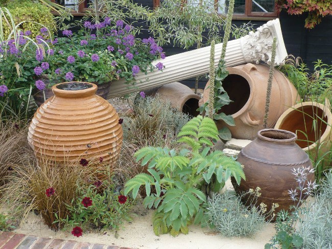 Mediterranean Fiberglass Round Tall Terracotta Planter Pot In/Out