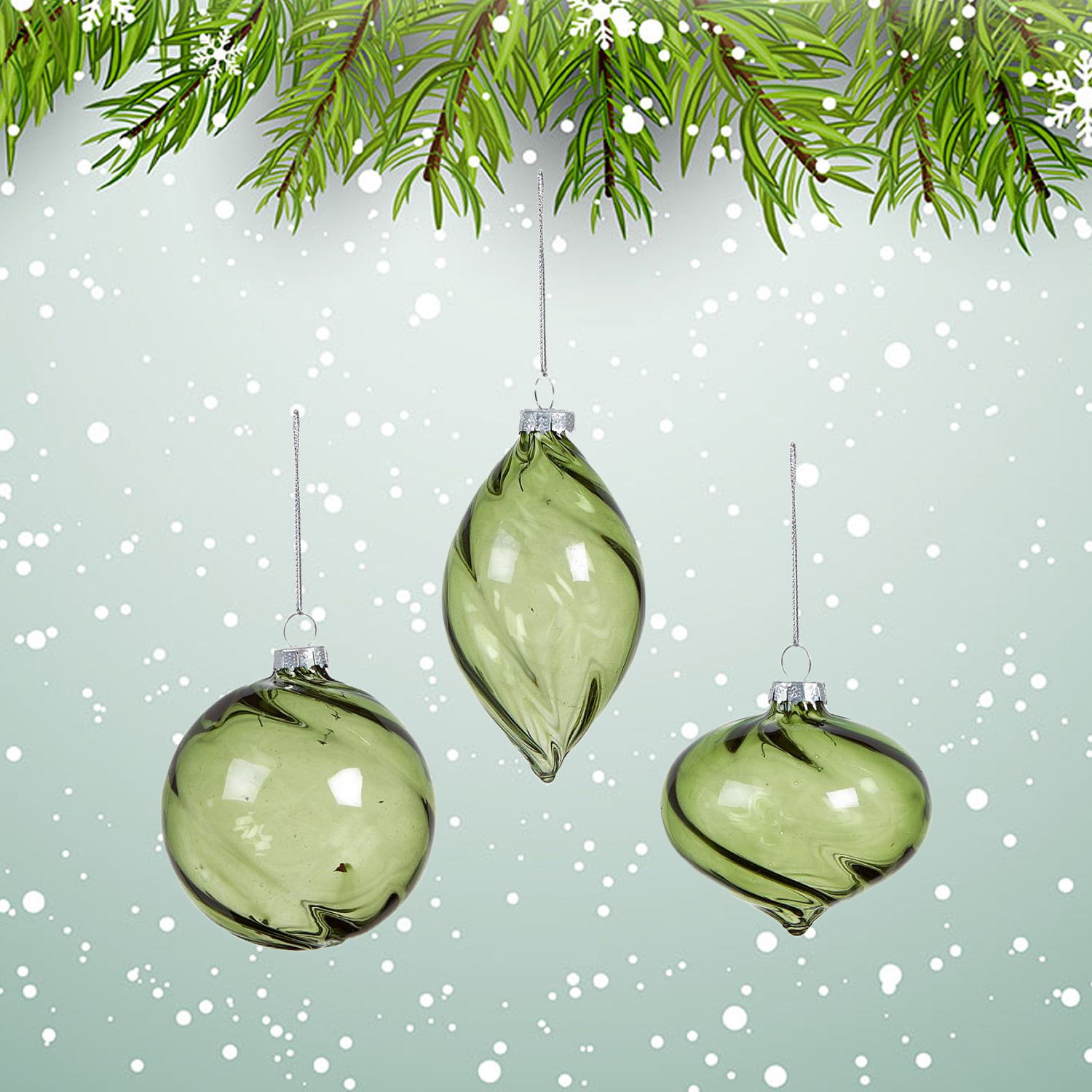 Christmas Tree Baubles Luxury Spiral Glass Ornaments