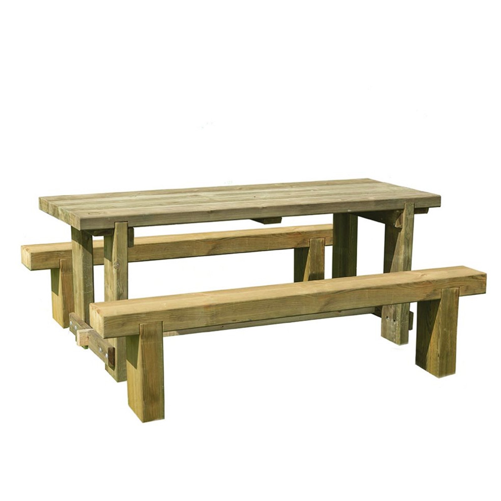 Set of Outdoor Wooden Refectory Table and Sleeper Bench by Forest Garden