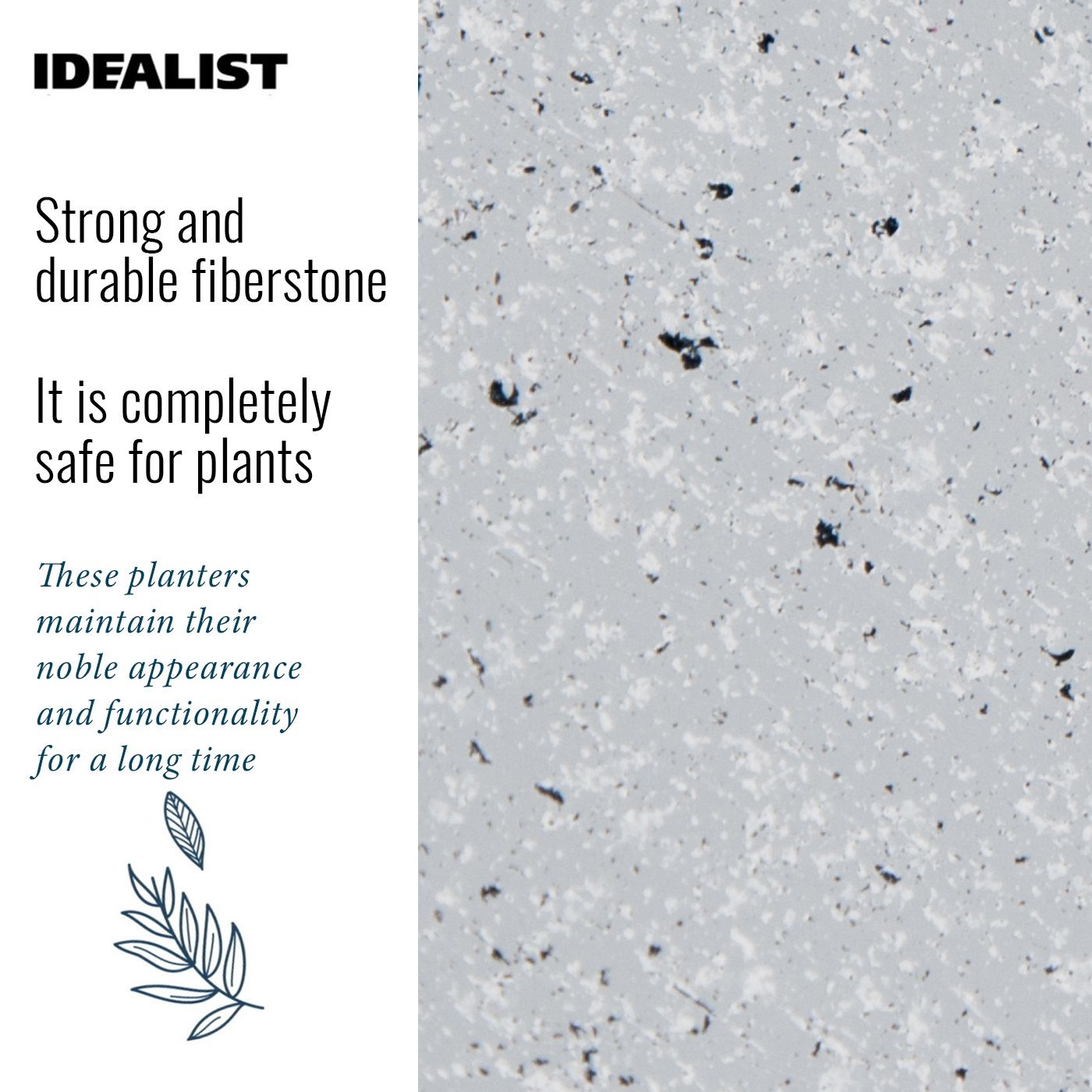 IDEALIST Lite Square Box Contemporary Marble Light Concrete Planter