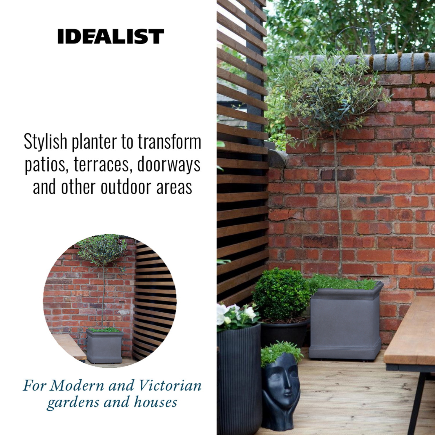 IDEALIST Lite Victorian Box Square Light Stone Outdoor Planter