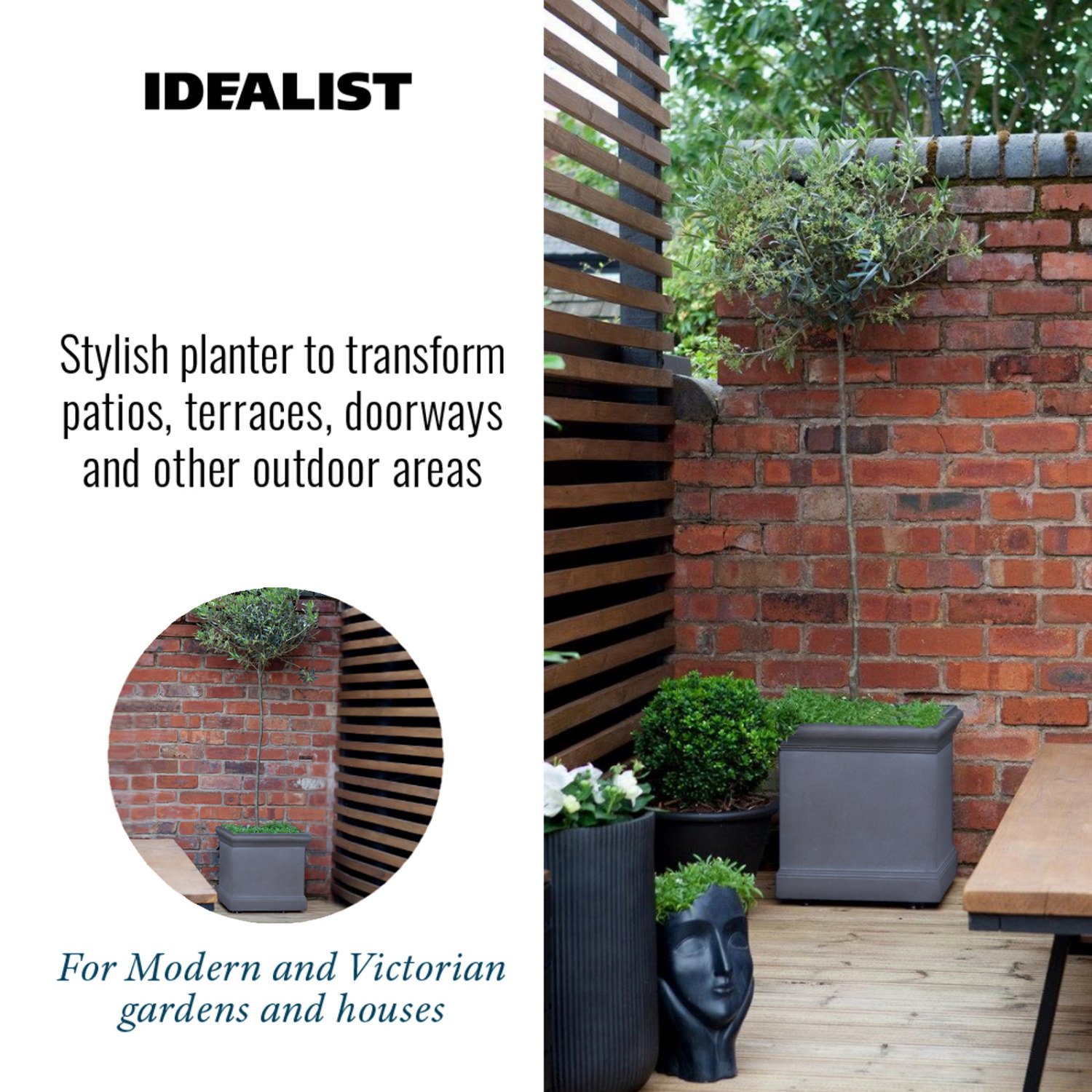 IDEALIST Lite Victorian Box Square Light Stone Outdoor Planter