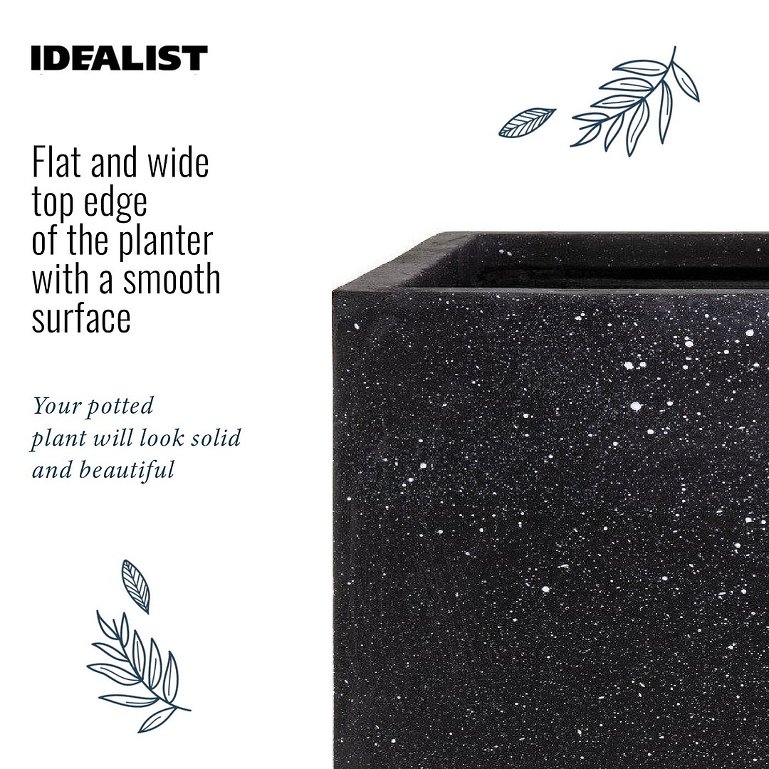 IDEALIST Lite Square Box Contemporary Marble Light Concrete Planter