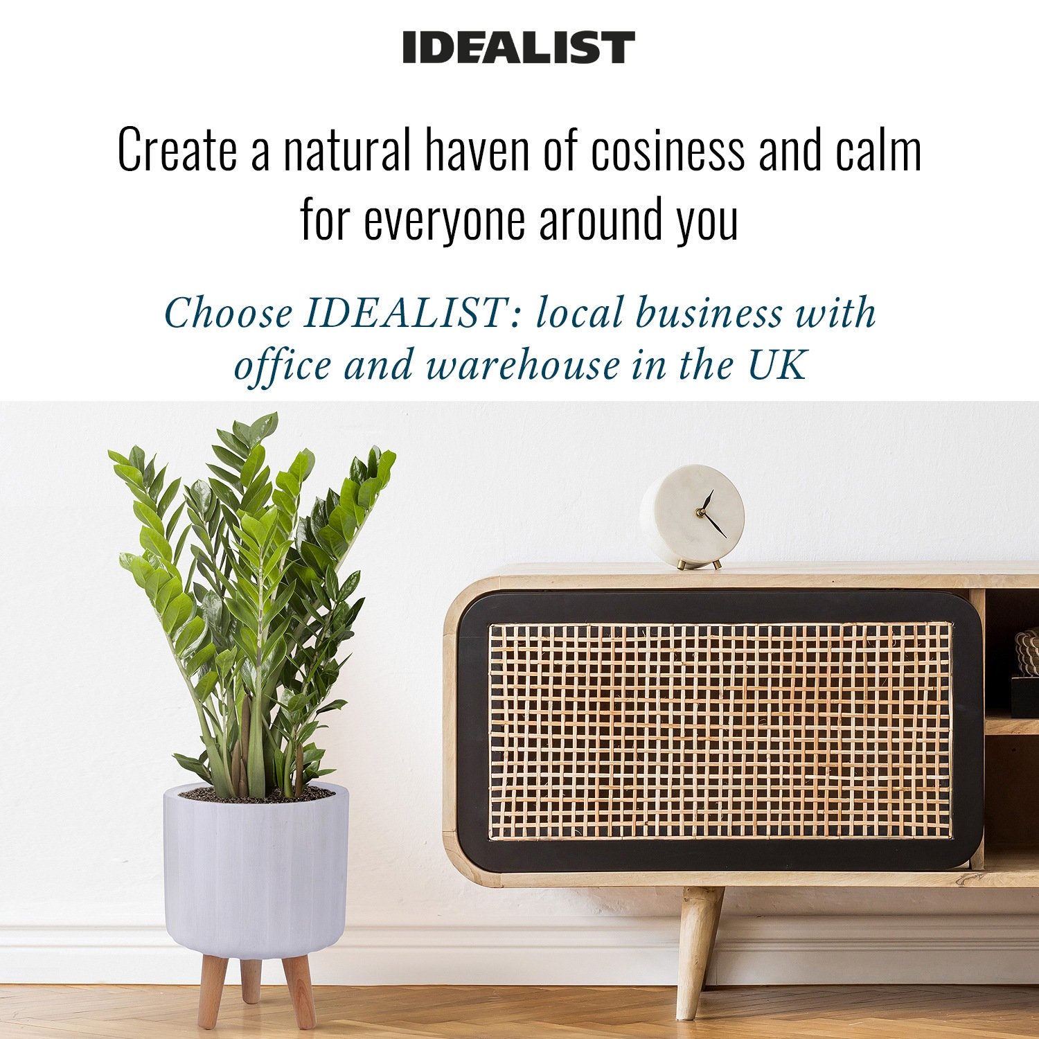 IDEALIST Lite Modern Ribbed Cylinder Planter on Legs, Round Pot Plant Stand Indoor
