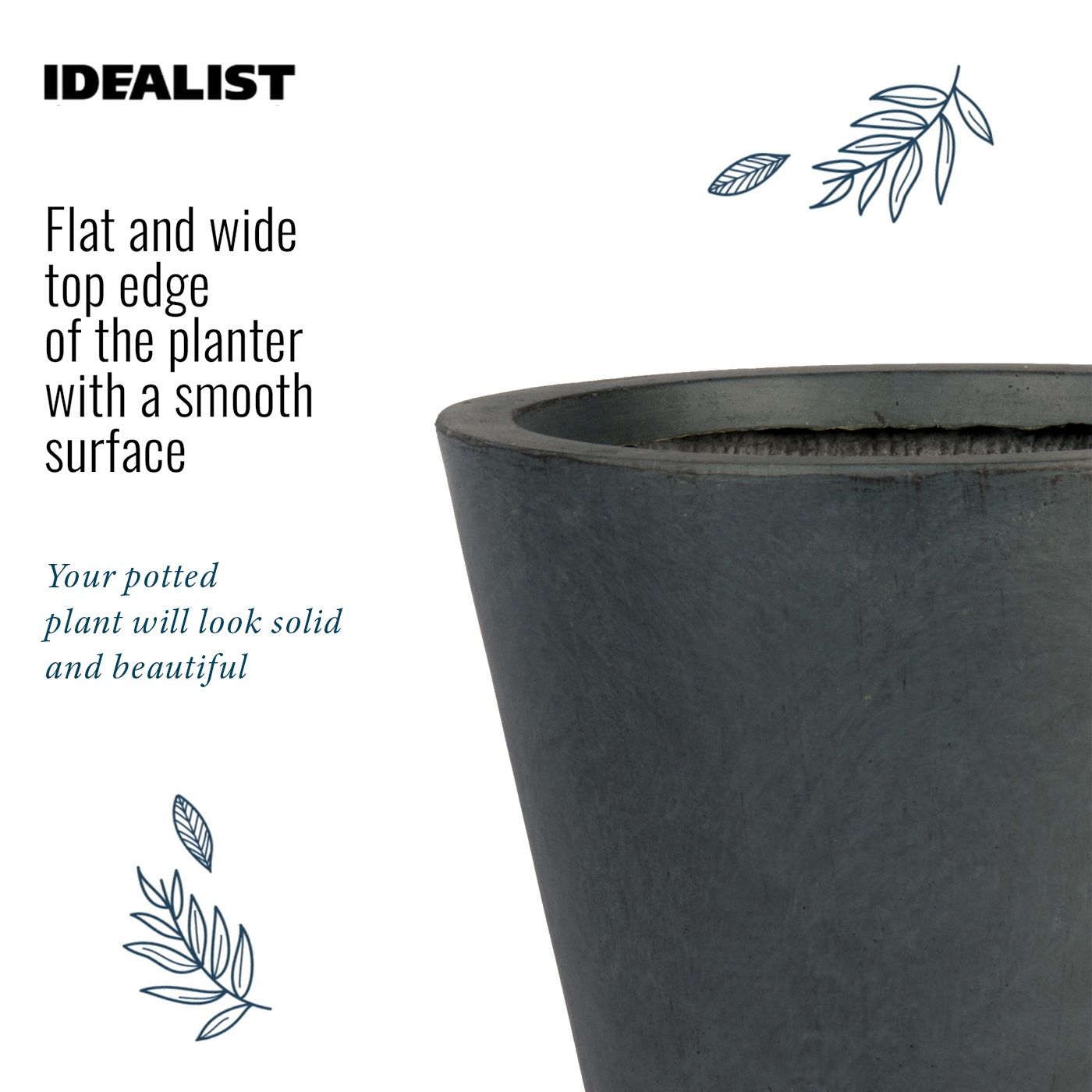IDEALIST Lite Contemporary Round Light Concrete Planter