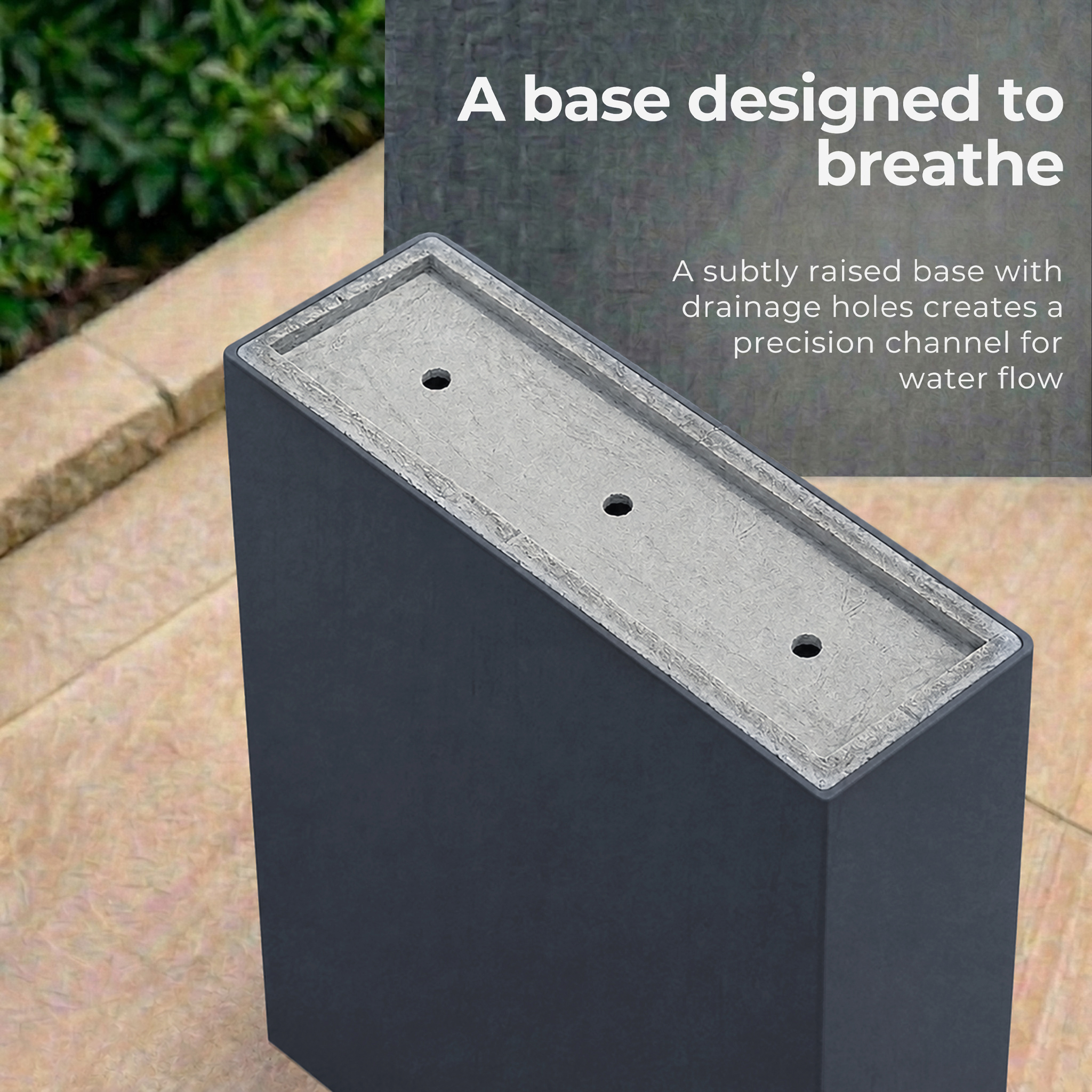 IDEALIST Lite Narrow Contemporary Light Concrete Trough Planter