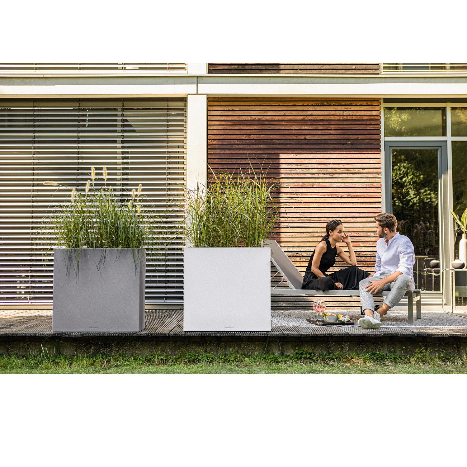 LECHUZA CANTO Stone Wide Trough Poly Resin Floor Self-watering Planter