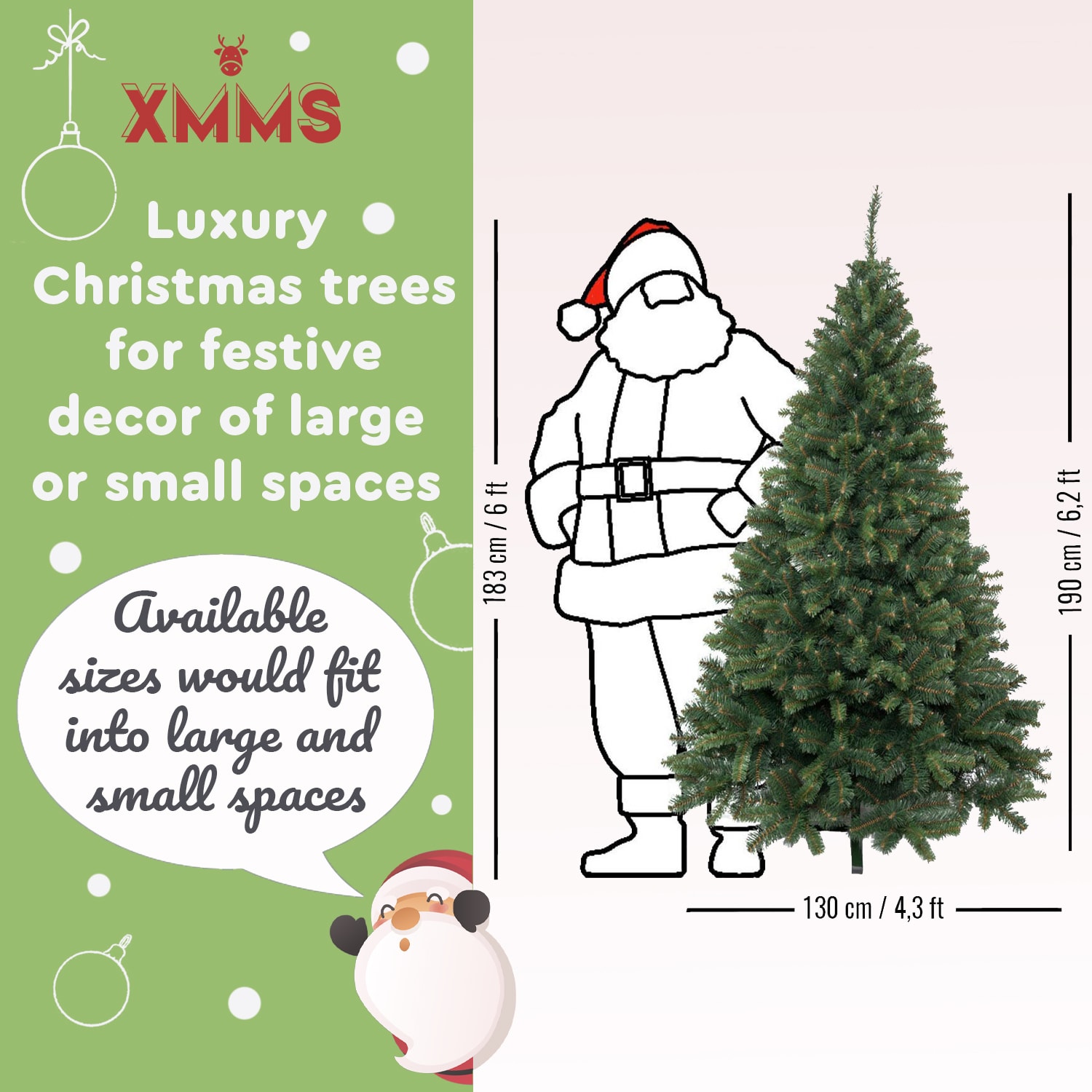 XMMS Birmingham Artificial Christmas Tree with Tree Skirt & Cotton Gloves Mixed Pine and Fir Green N