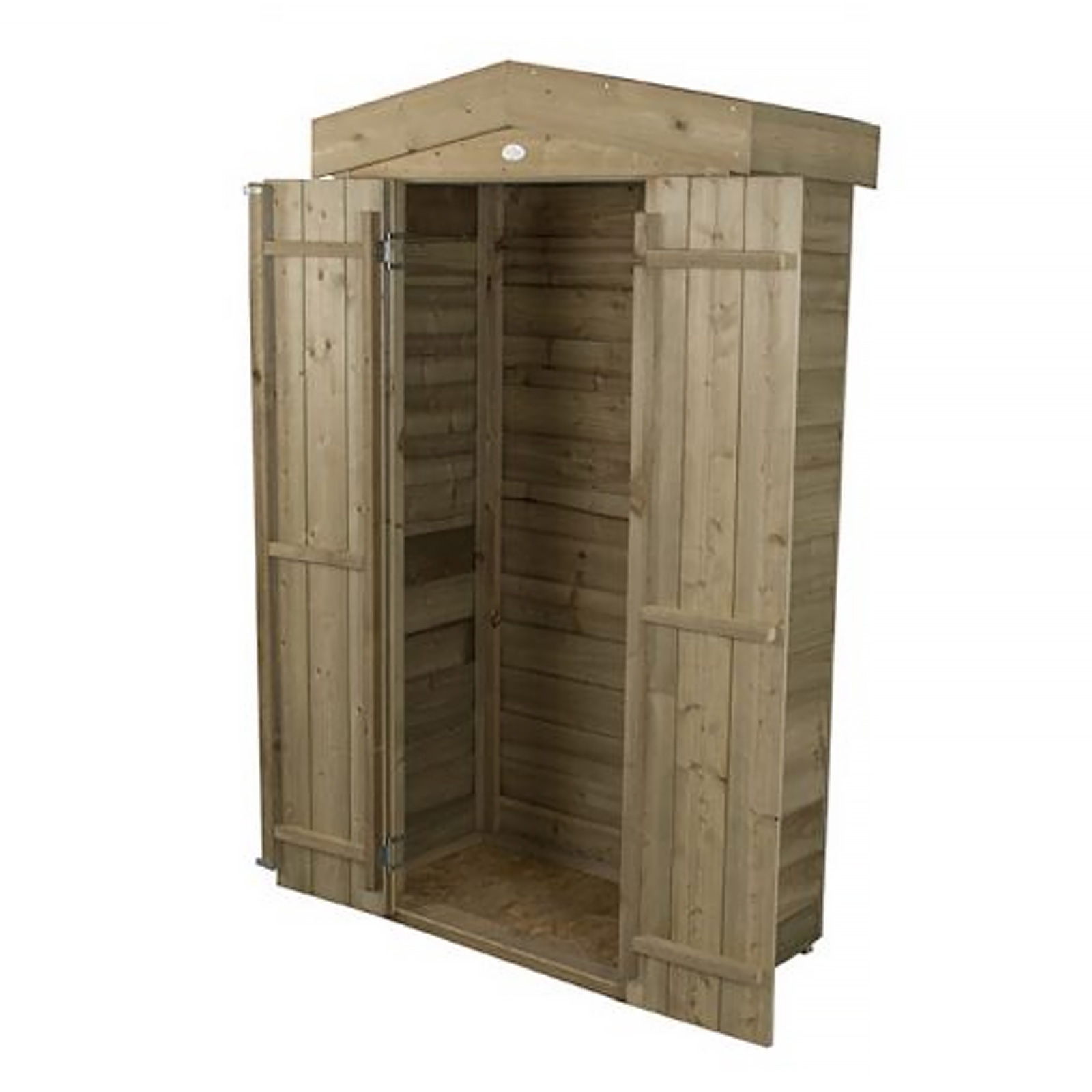 Installed Outdoor Pressure Treated Wooden Overlap Apex Tall Garden Store by Forest Garden