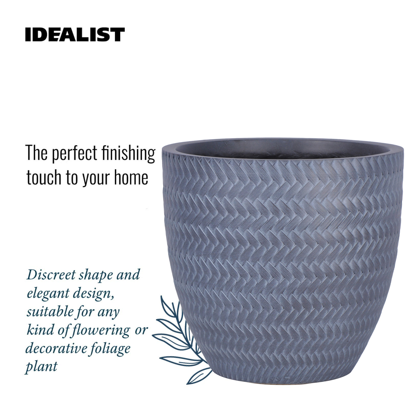 IDEALIST Lite Plaited Style Round Planter Outdoor Plant Pot