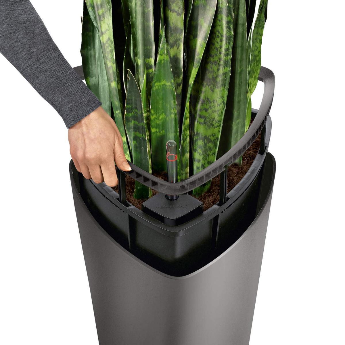 LECHUZA Delta Round Tall Poly Resin Self-watering Planter