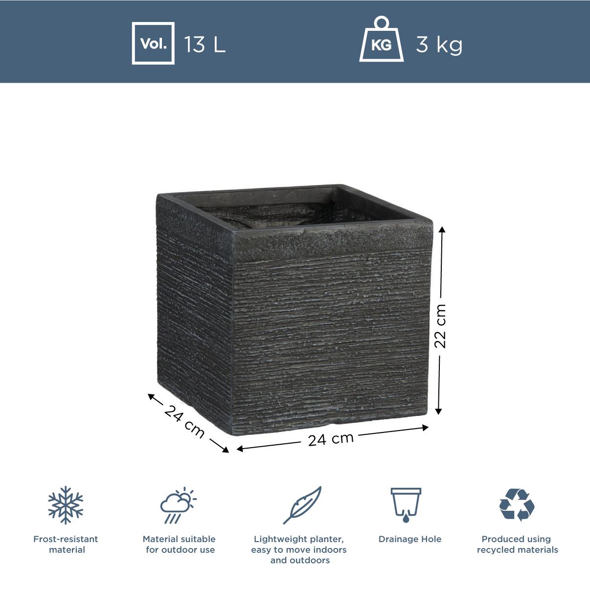 IDEALIST Lite Ribbed Light Concrete Square Planter
