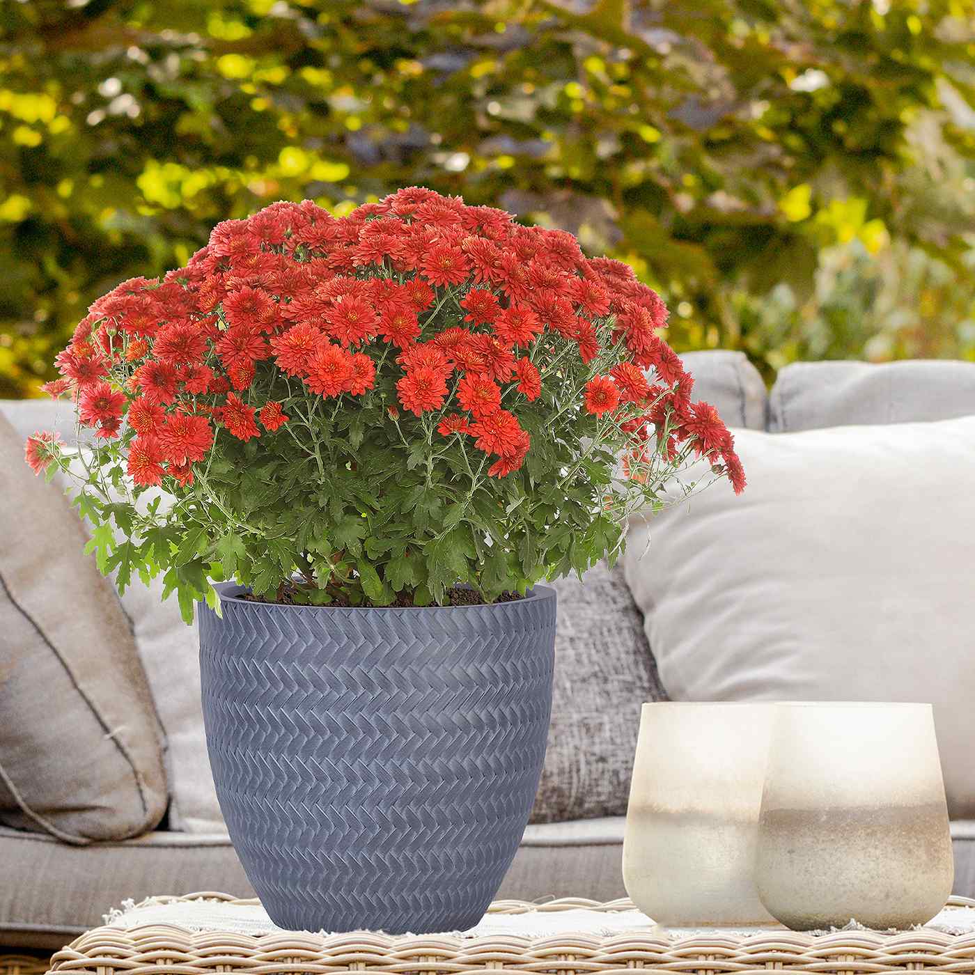 IDEALIST Lite Plaited Style Round Planter Outdoor Plant Pot