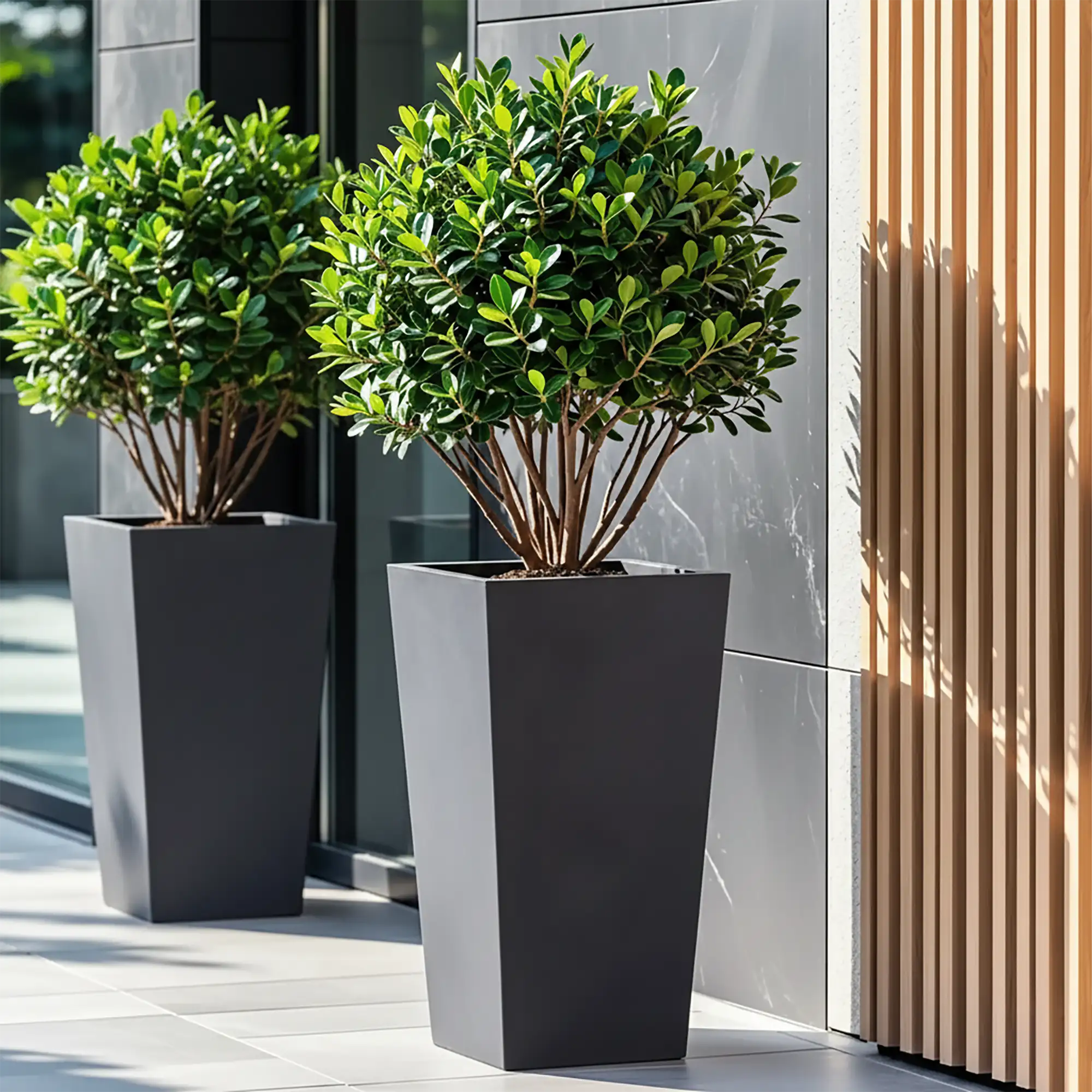 IDEALIST Lite Tall Tapered Contemporary Light Concrete Planter Set