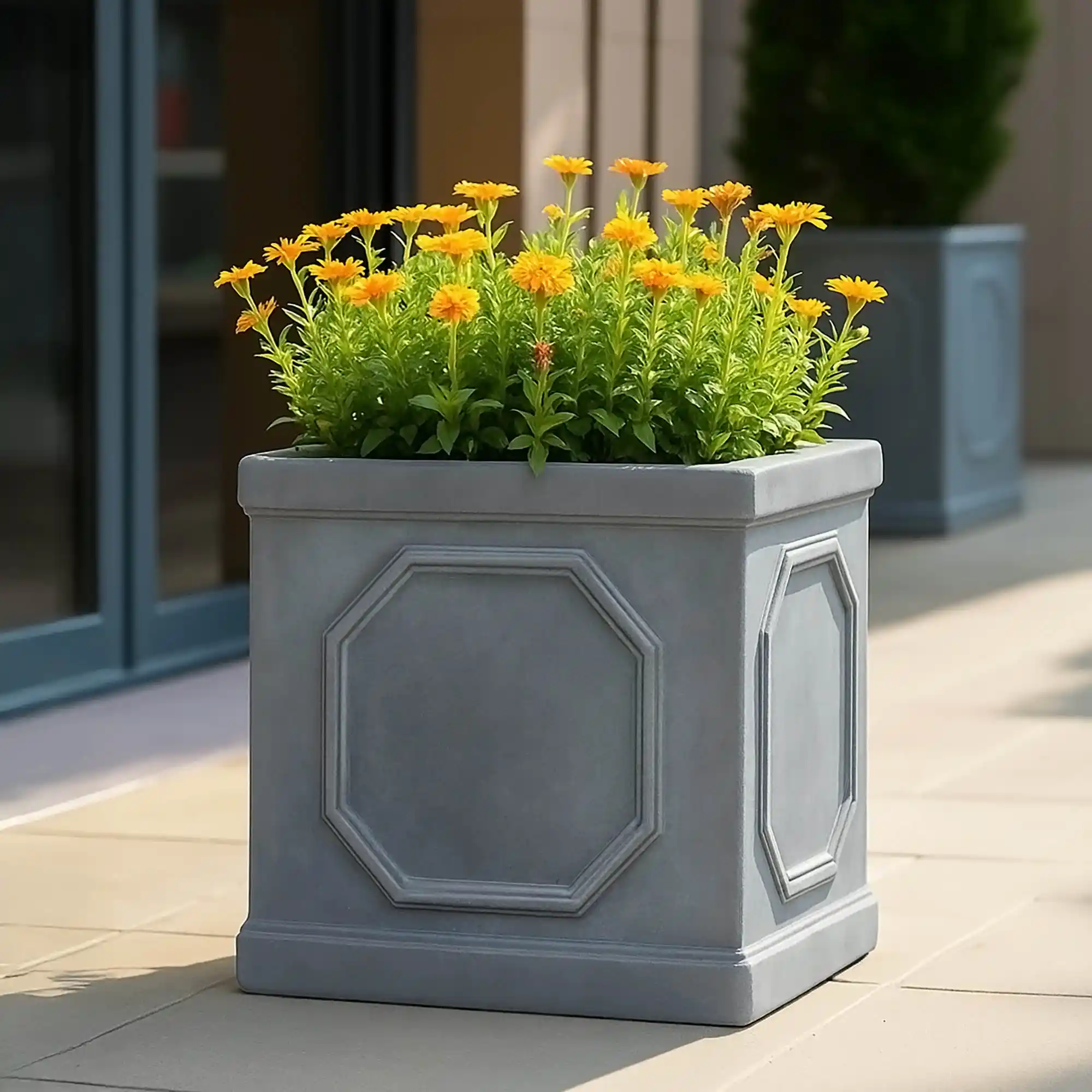 IDEALIST Lite Faux Lead Chelsea Box Square Light Concrete Planter