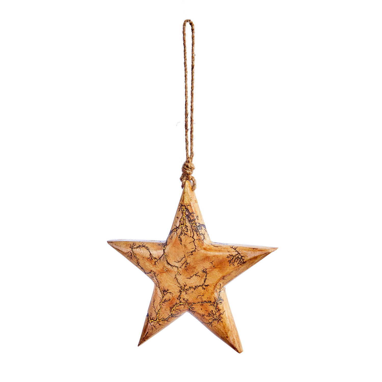 Christmas Tree Mango Wood Hanging Decoration Star