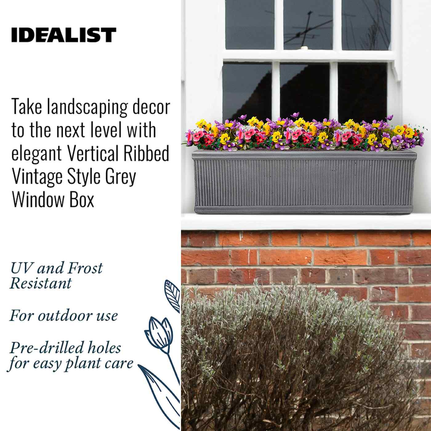 IDEALIST Lite Vertical Ribbed Vintage Style Window Box