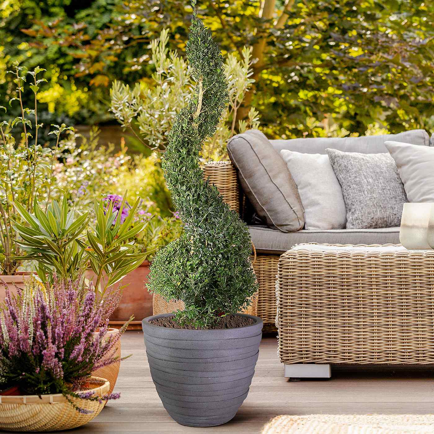 IDEALIST Lite Row Light Concrete Egg Planter