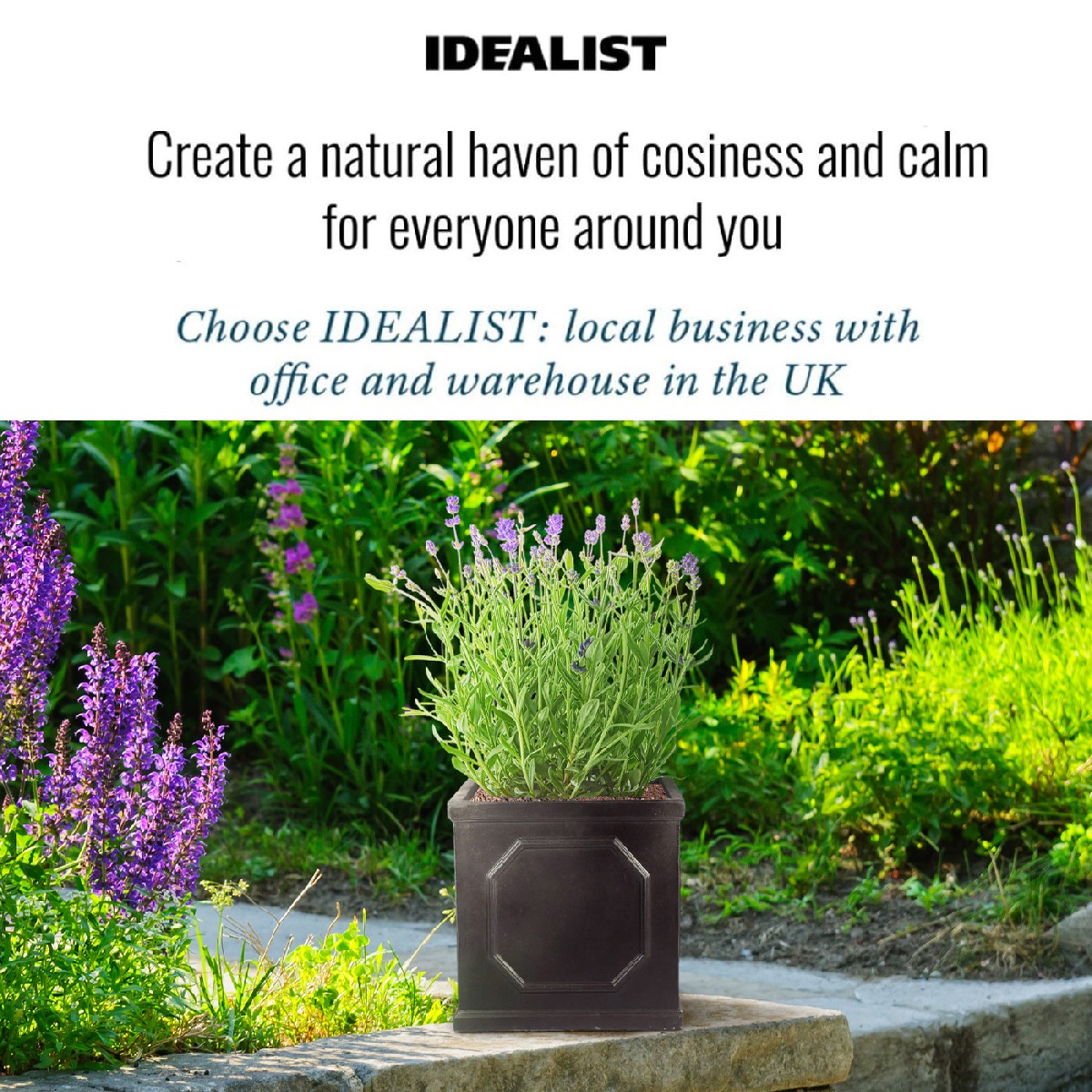 IDEALIST Lite Faux Lead Chelsea Box Square Light Concrete Planter