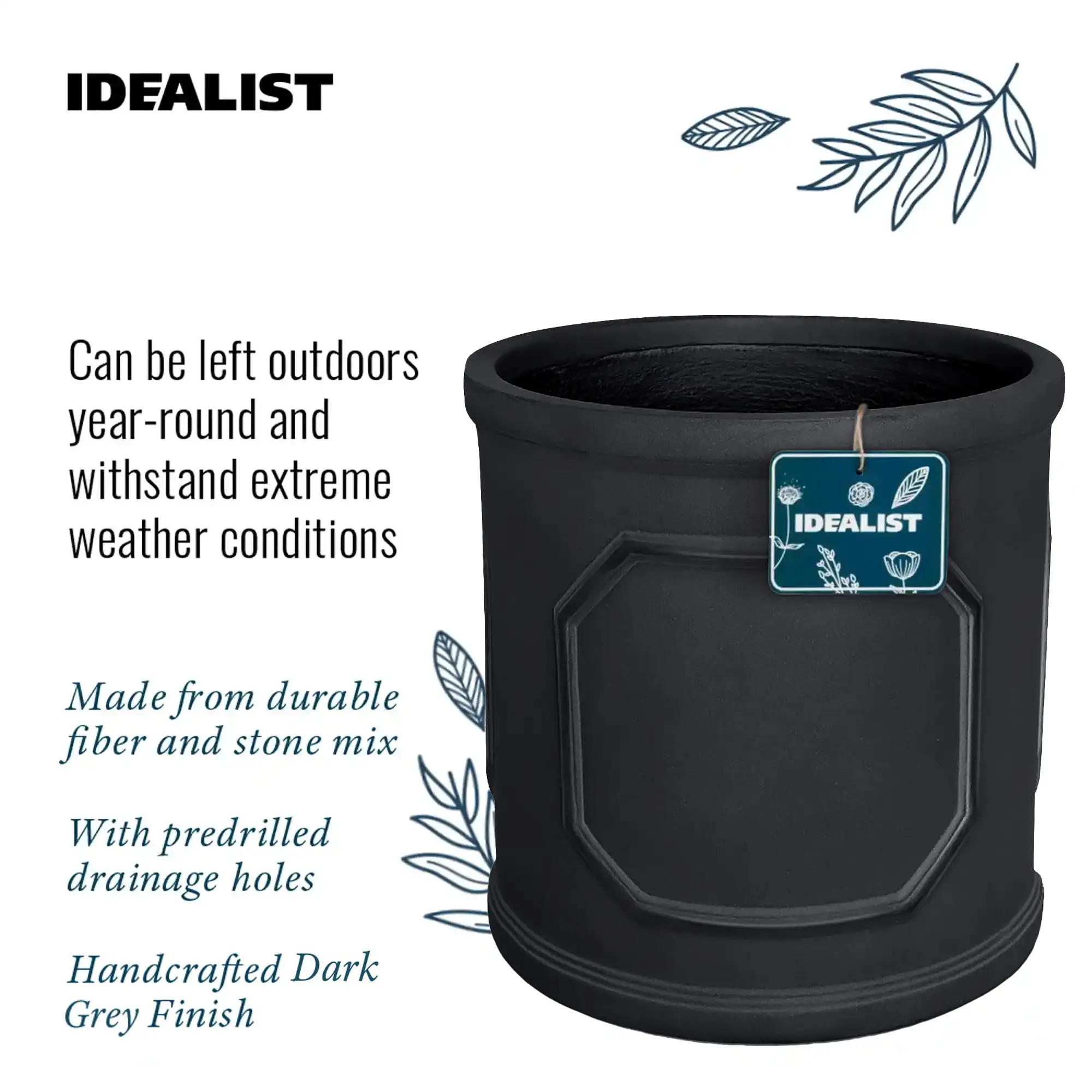 IDEALIST Chelsea Light Concrete Cylinder Garden Planter