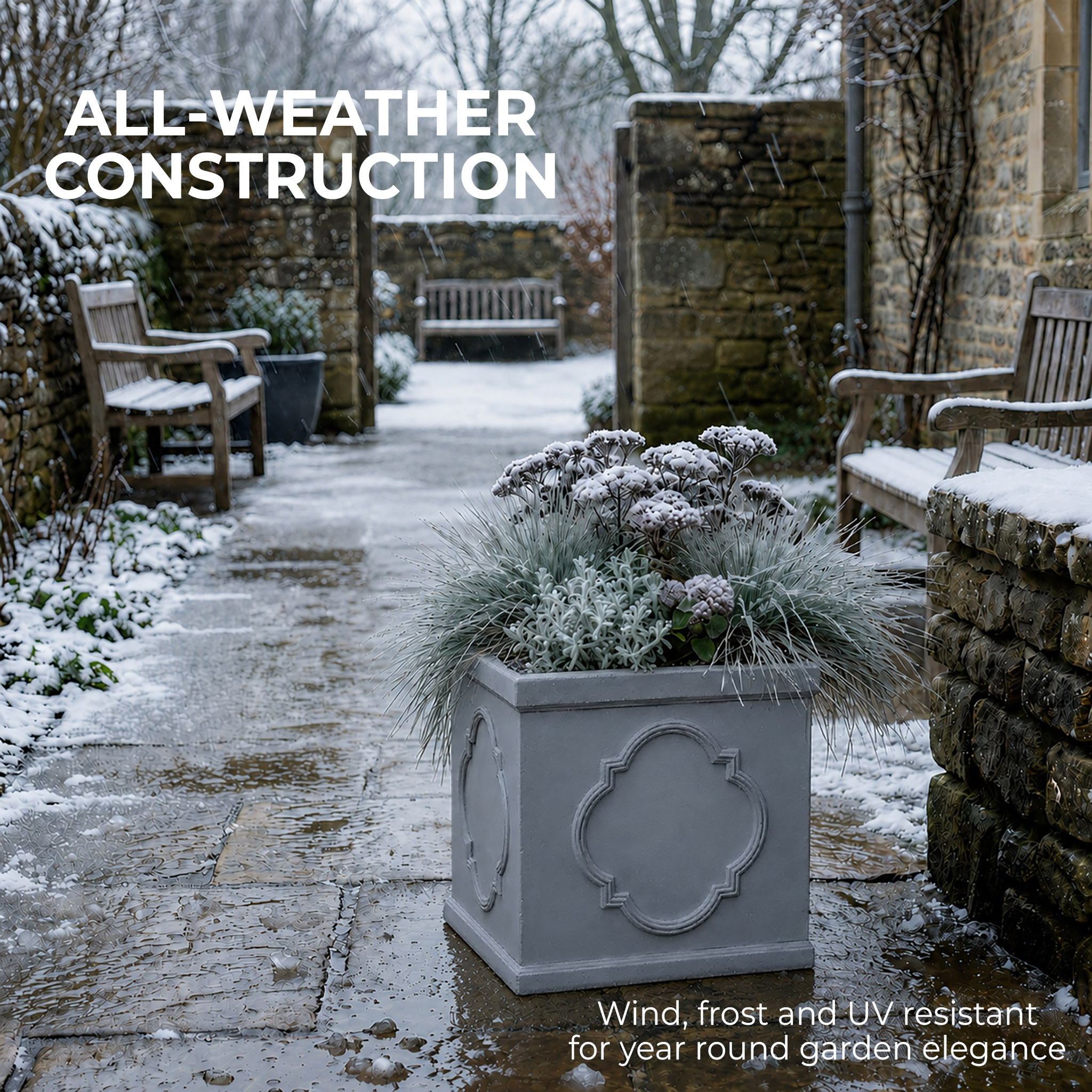 IDEALIST Windsor Light Stone Square Garden Planter
