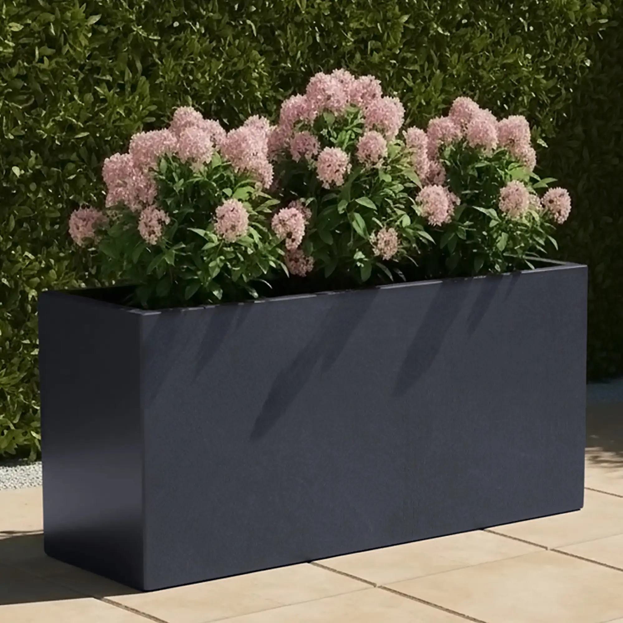 IDEALIST Lite Contemporary Light Concrete High Trough Planter Set