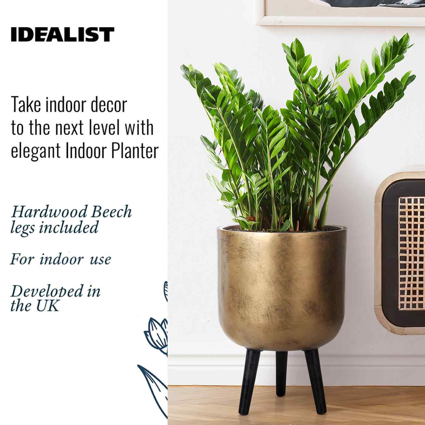 IDEALIST Lite Round Planter on Legs, Round Pot Plant Stand Indoor