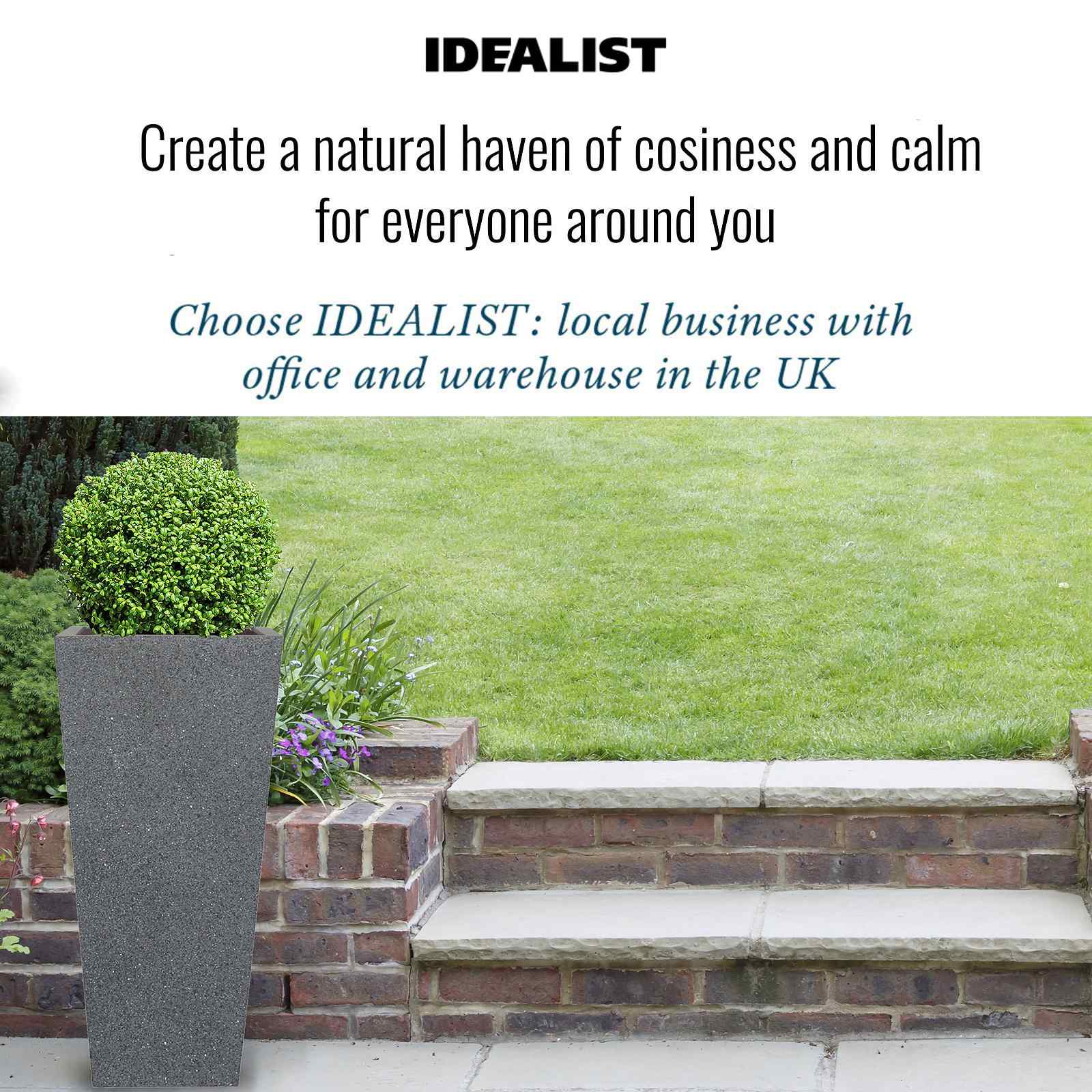 IDEALIST Lite Textured Concrete Effect Tall Tapered Outdoor Planter