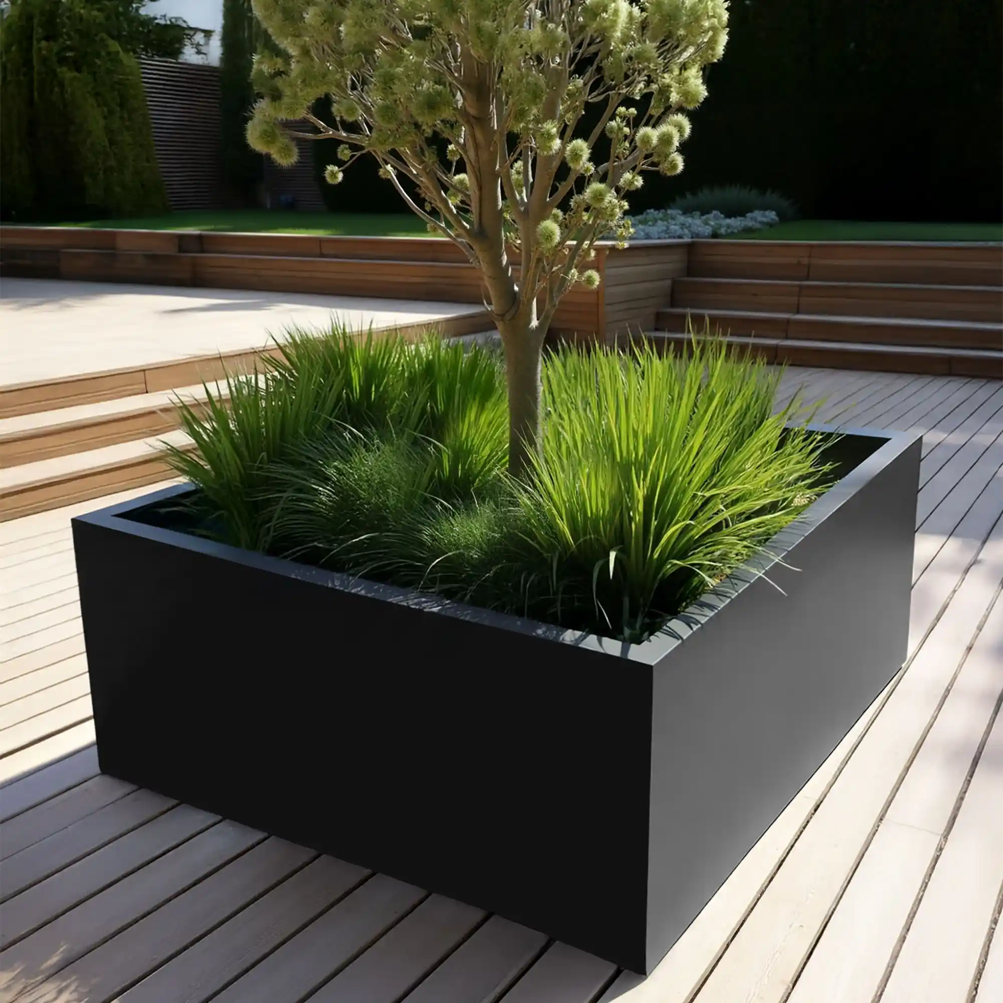 PURE Low Cube Outdoor Fiberglass Planter