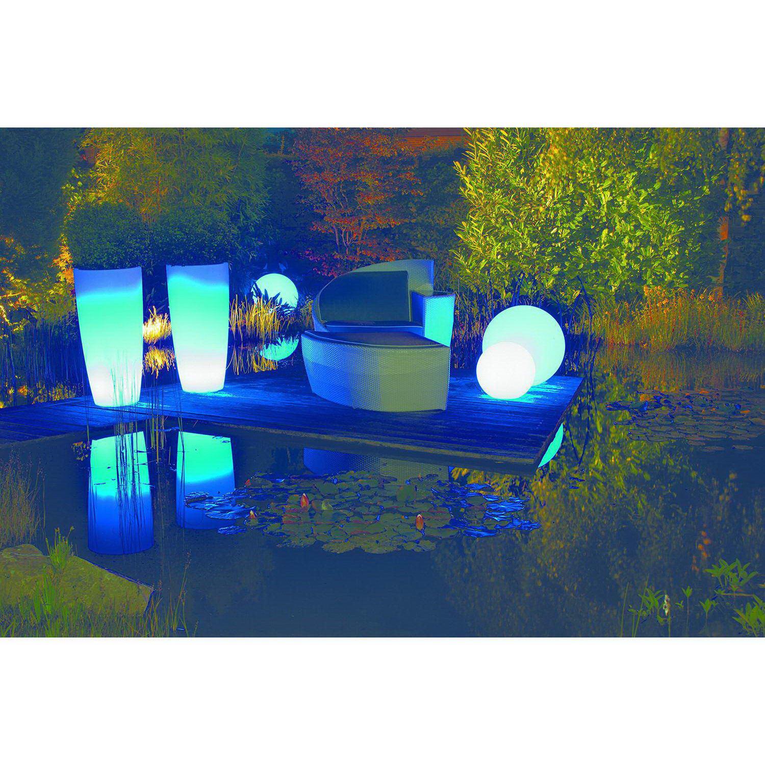 Lumenio LED Round Tall Polystone Indoor Planter