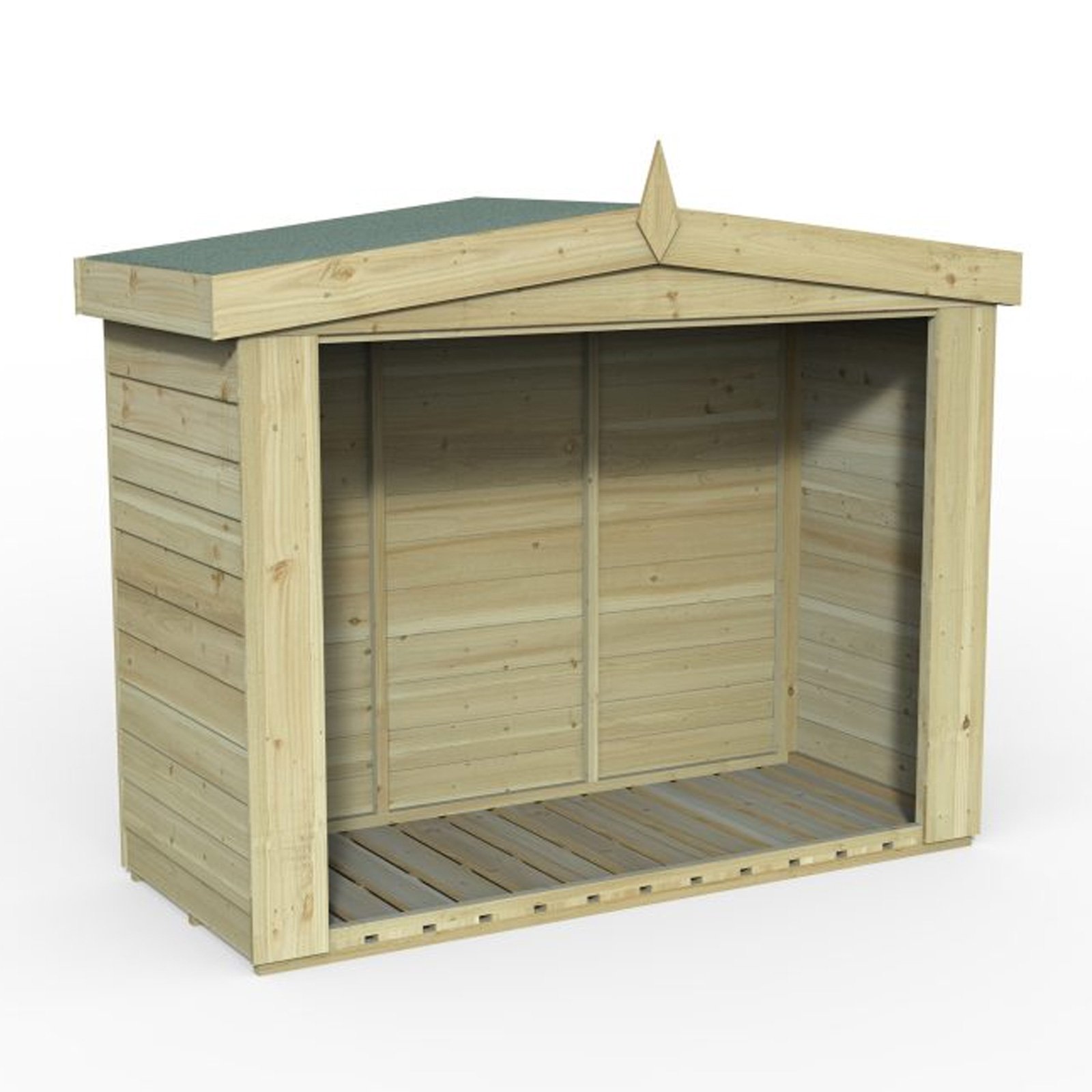 Outdoor Wooden Overlap Presssure Treated Apex Log Store by Forest Garden
