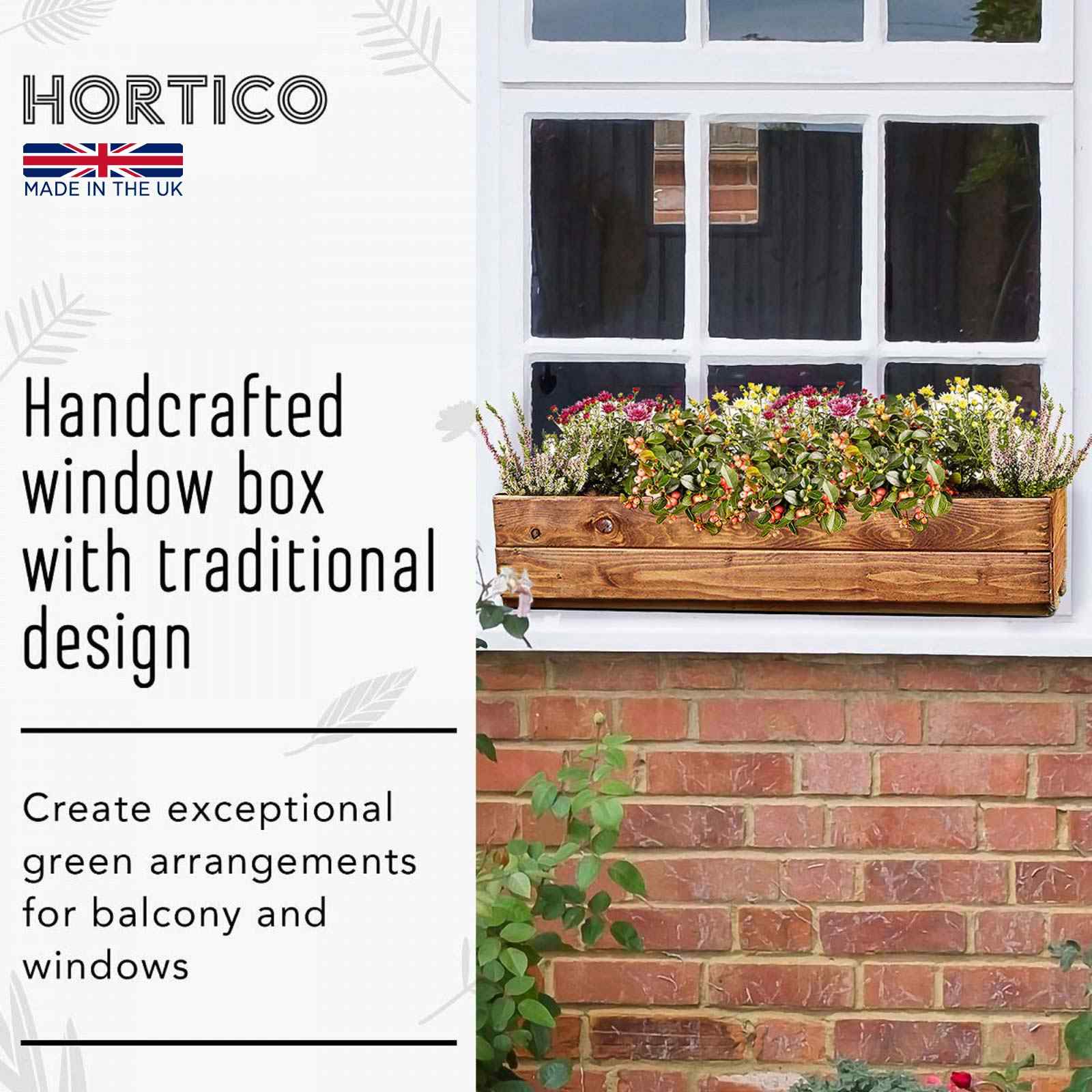 Rustic Scandinavian Redwood Window Box Outdoor Planter Made in UK by HORTICO