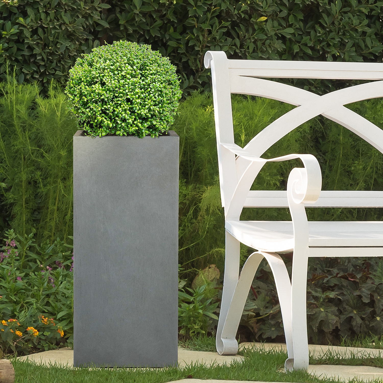 IDEALIST Lite Tall Square Contemporary Light Concrete Planter