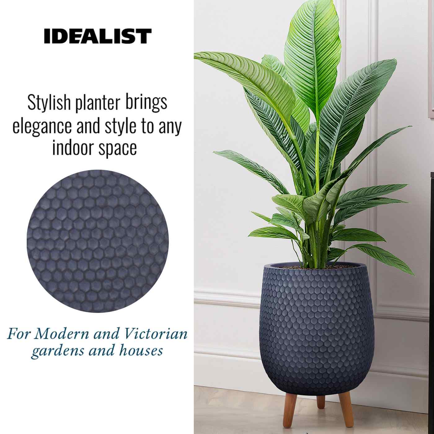 IDEALIST Lite Honeycomb Style Egg Planter on Legs, Round Pot Plant Stand Indoor