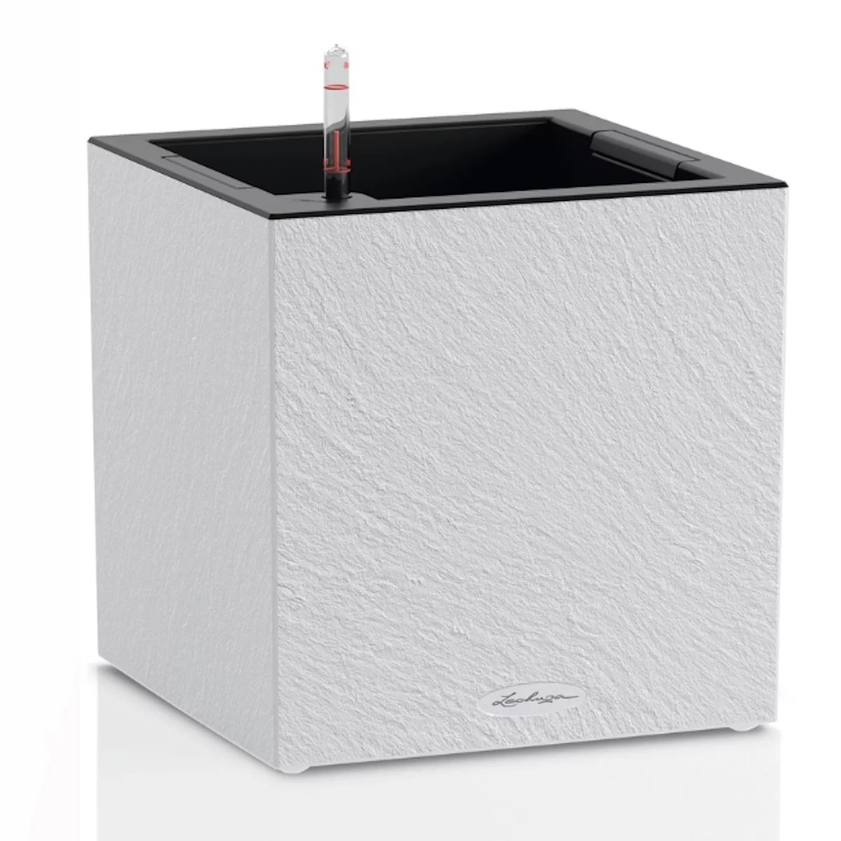 LECHUZA CANTO Slatestone Low Square Poly Resin Self-watering Planter