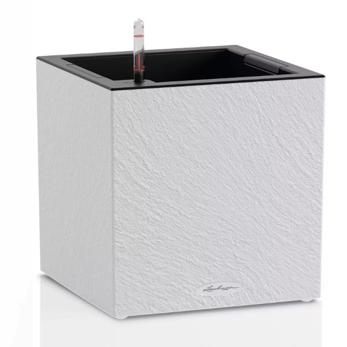 LECHUZA CANTO Slatestone Low Square Poly Resin Self-watering Planter
